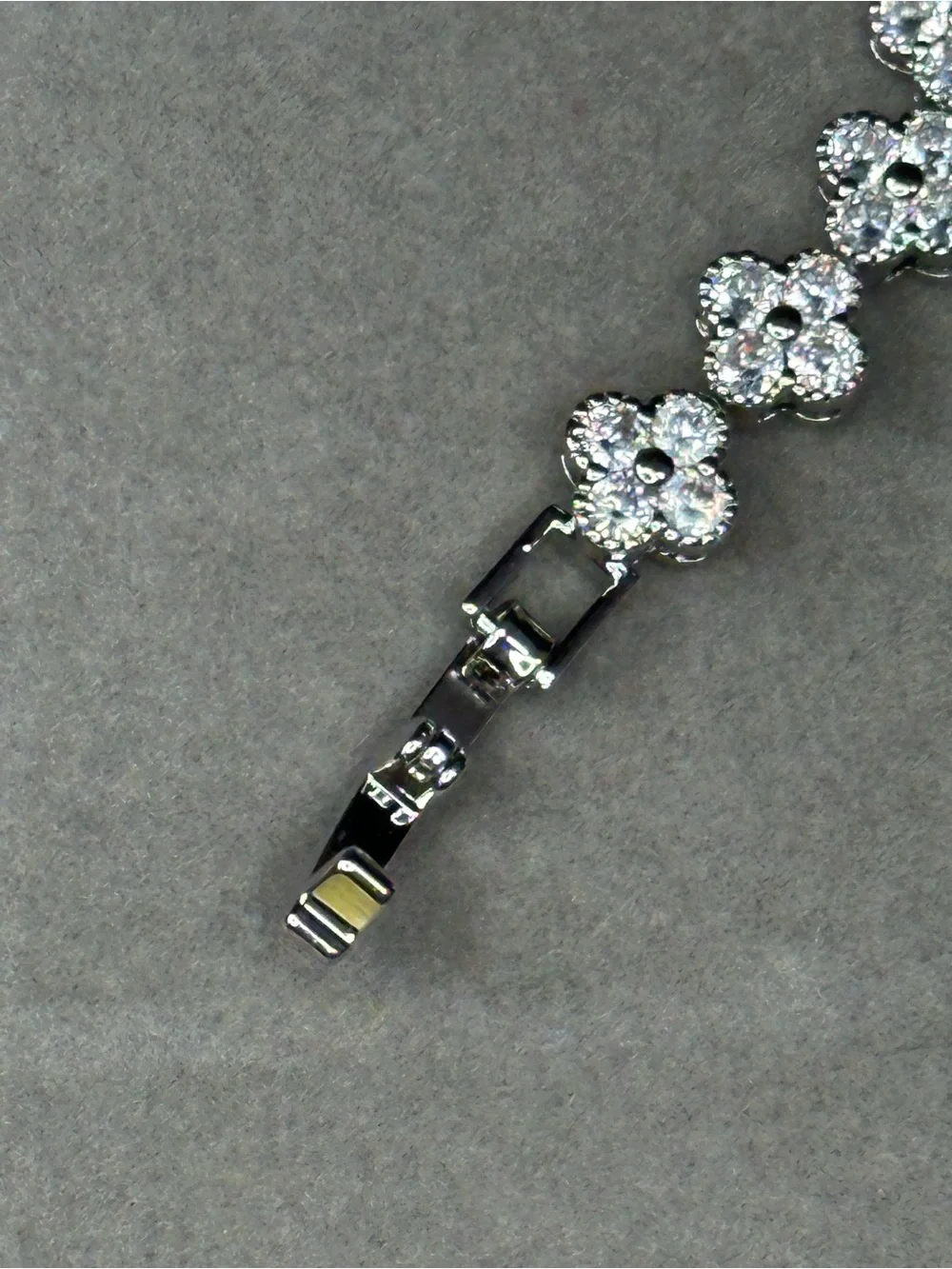 Silver Crystal Floral Tennis Bracelet - Sparkling White Stones